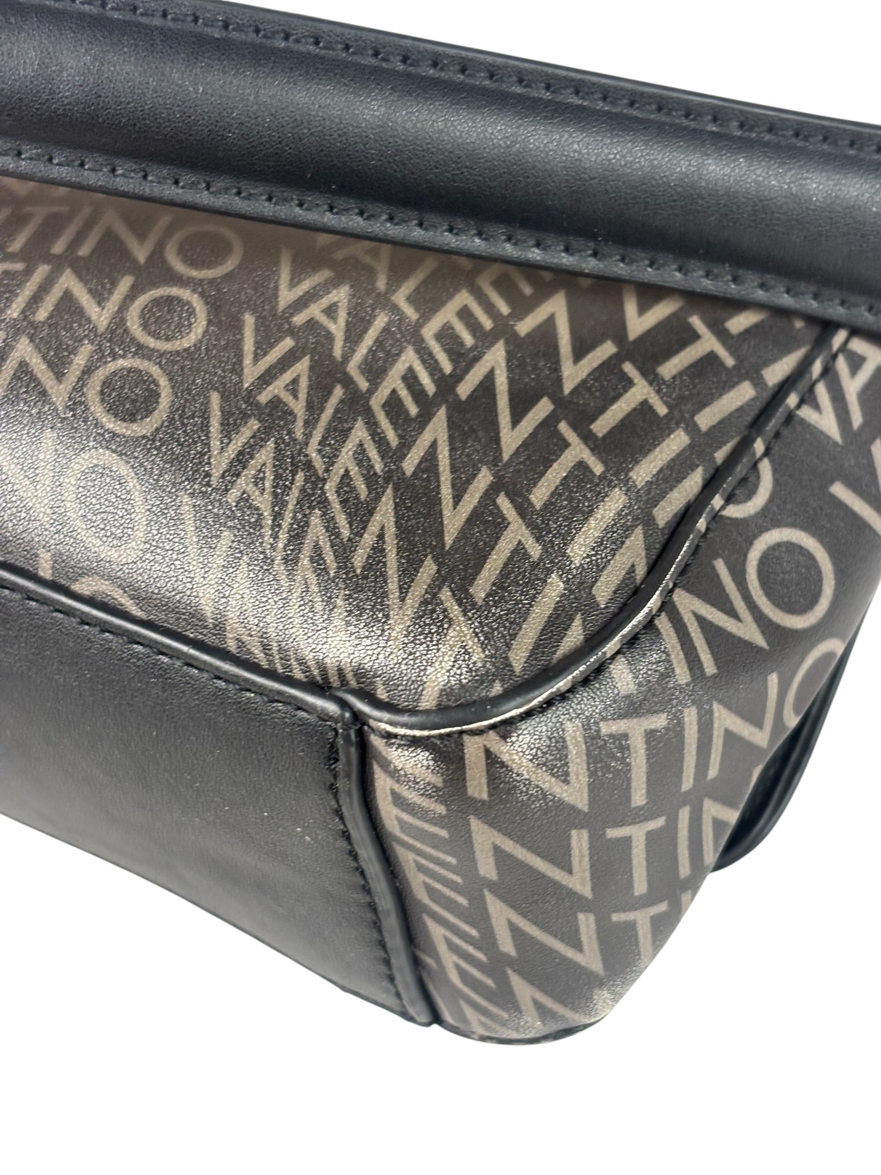 Valentino Black Leather Mario Spa Flap Bag