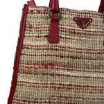 Prada Vintage Red Woven Tweed Zip Tote