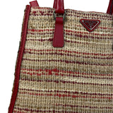 Prada Vintage Red Woven Tweed Zip Tote