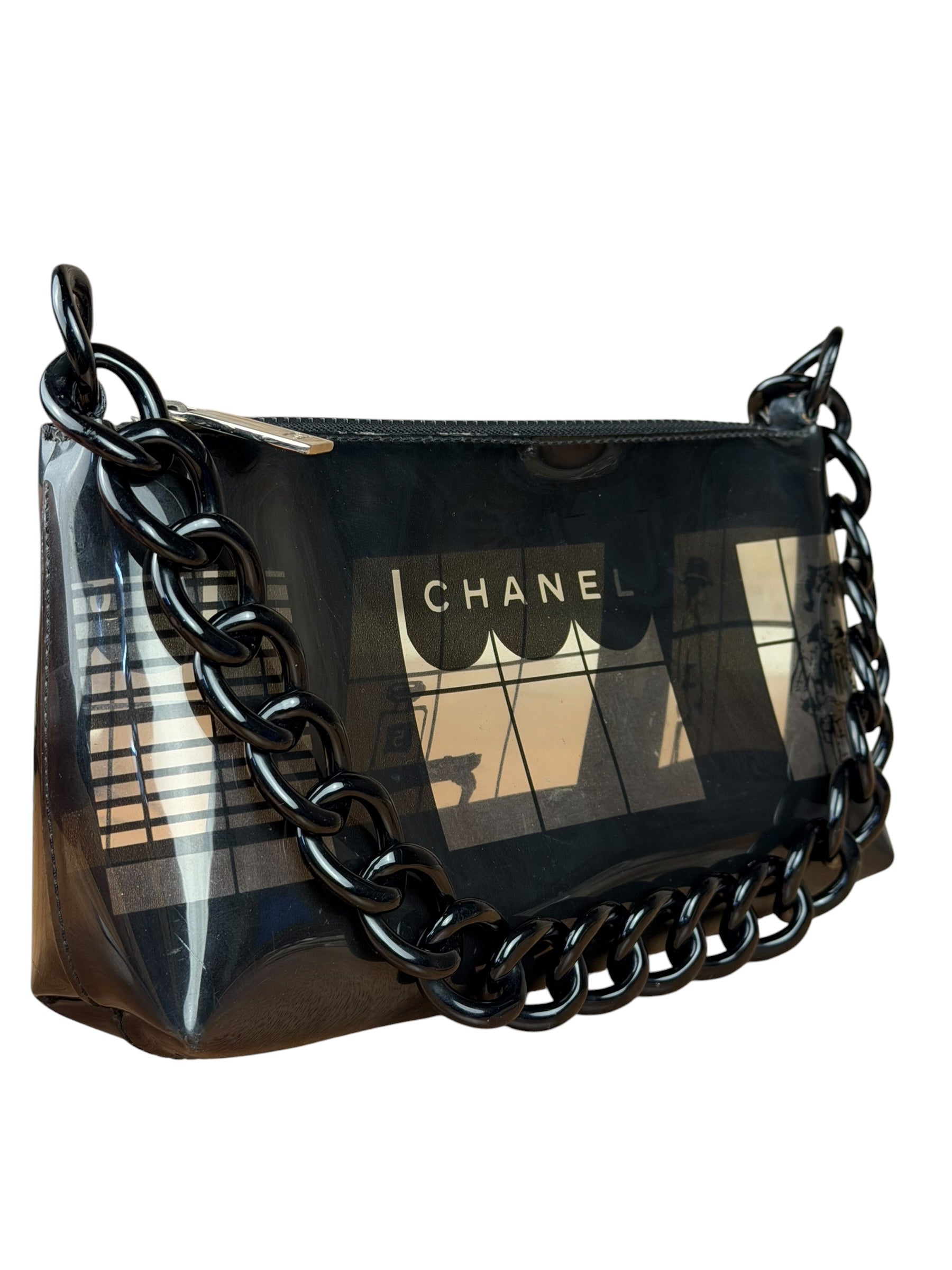 Chanel Black PVC Vinyl Coco Windows Pochette 2003