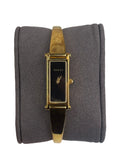 Gucci 1500L Black Dial Gold Plate Bangle