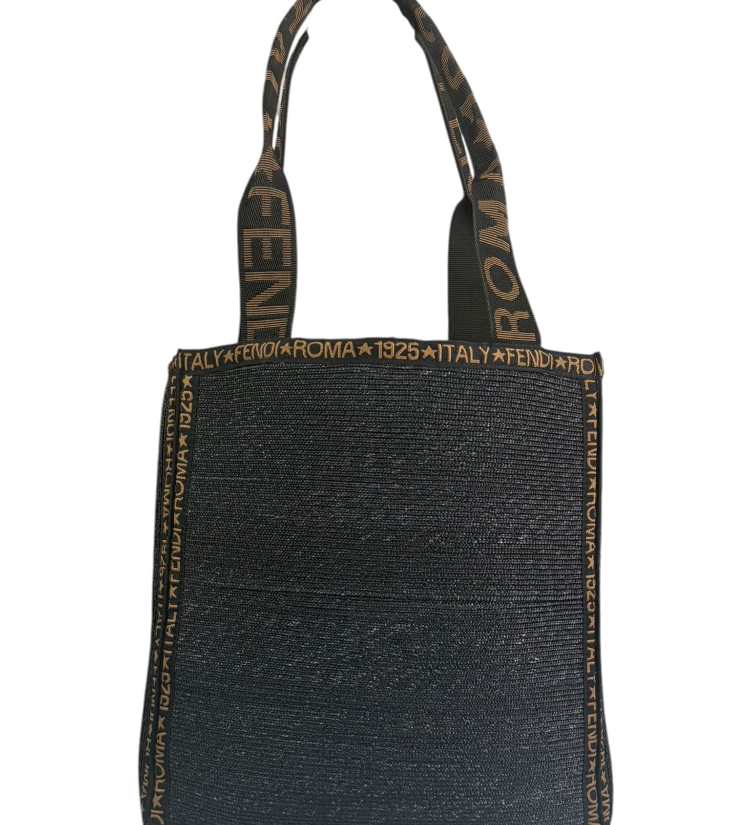 Fendi Black Straw Roma 1925 Tote