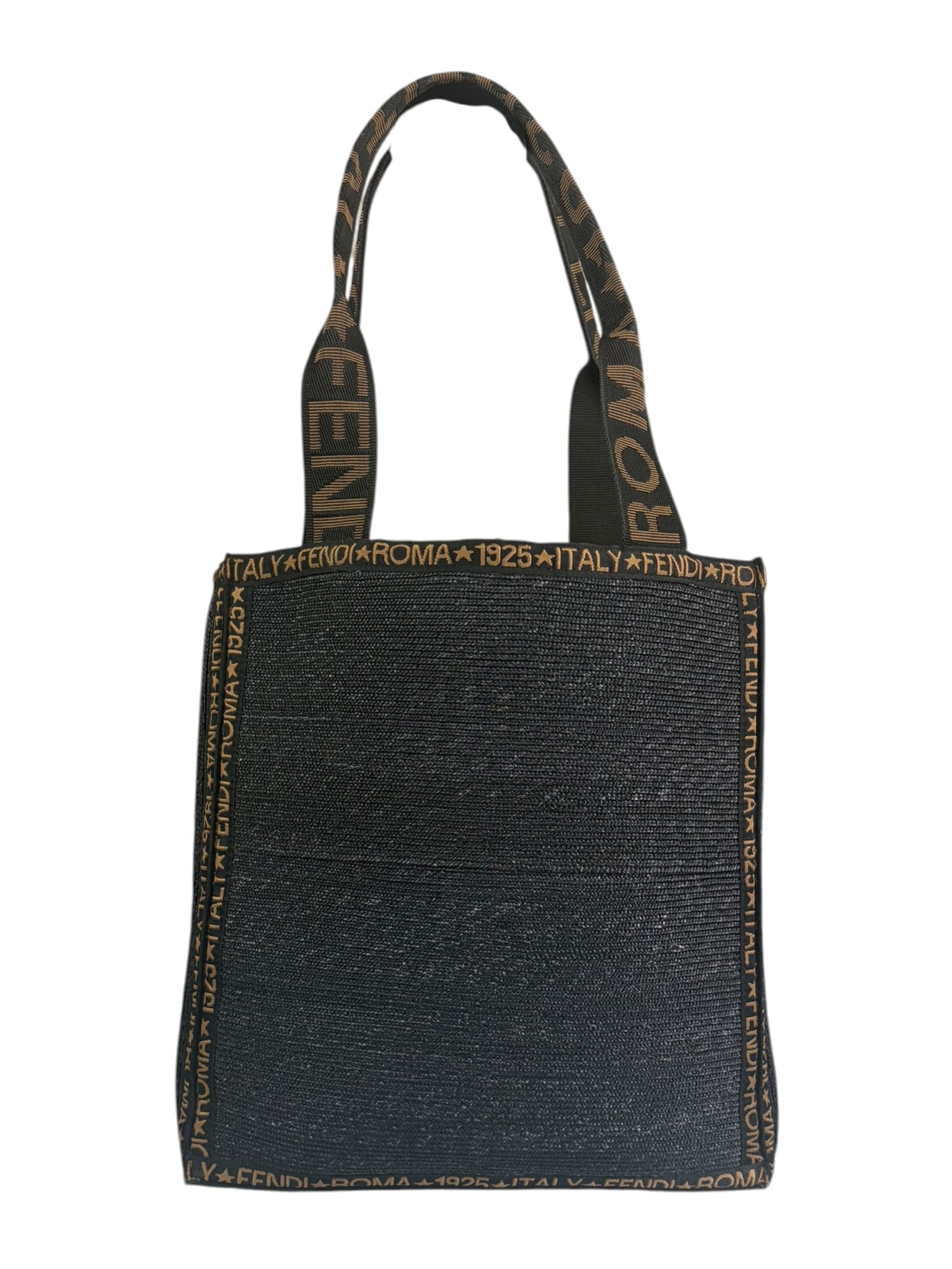 Fendi Black Straw Roma 1925 Tote