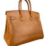 Hermes Birkin 35 Ostrich Leather Handbag Gold Hardware