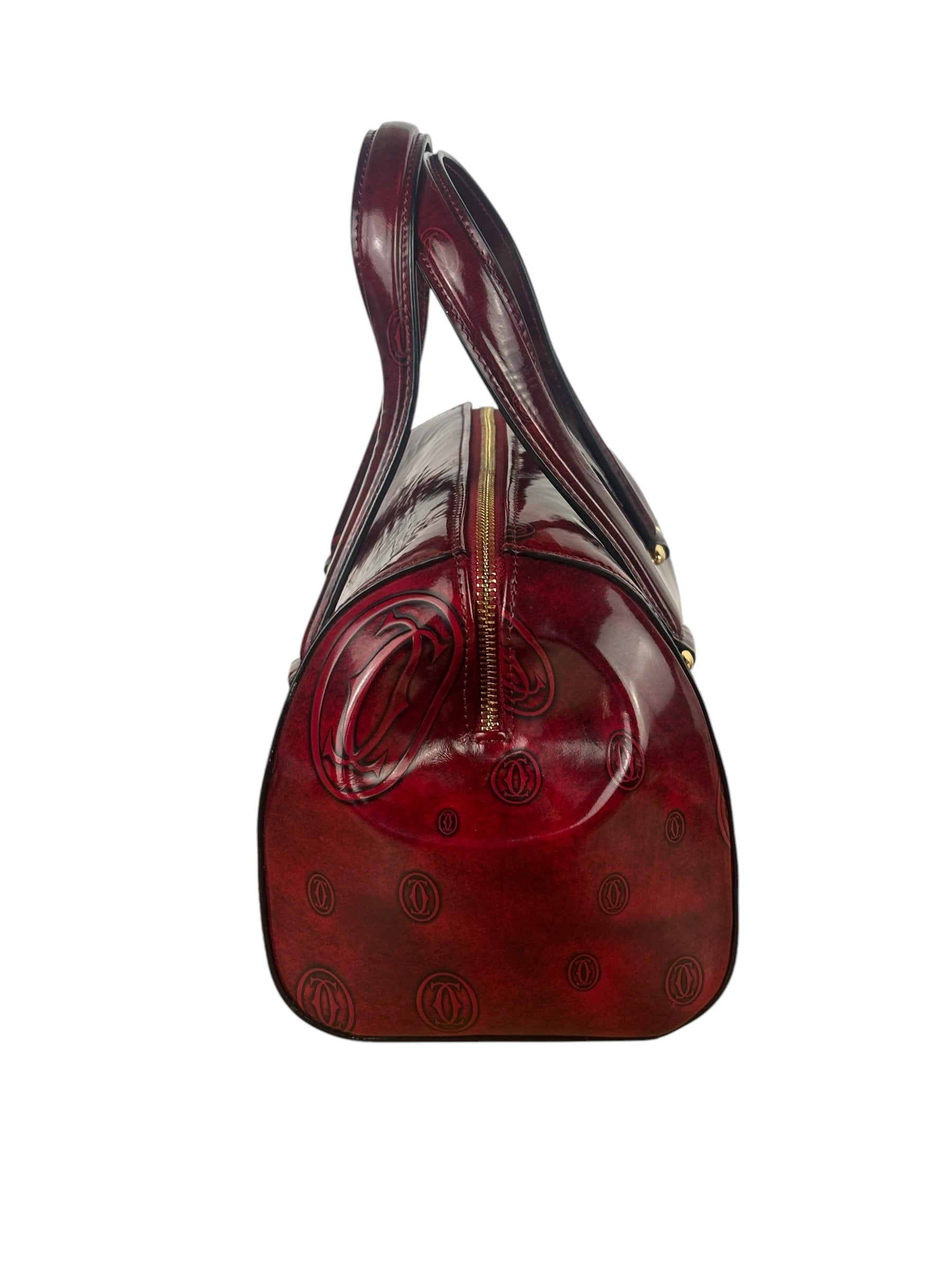Cartier Red Patent Leather Logo Embossed Handbag