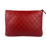 Chanel Vintage Red Leather Classics O-Case Clutch 1992