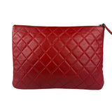 Chanel Vintage Red Leather Classics O-Case Clutch 1992