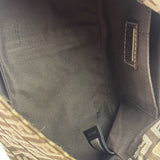 Fendi Brown/Metallic Gold Leather Trim Zucca Baguette