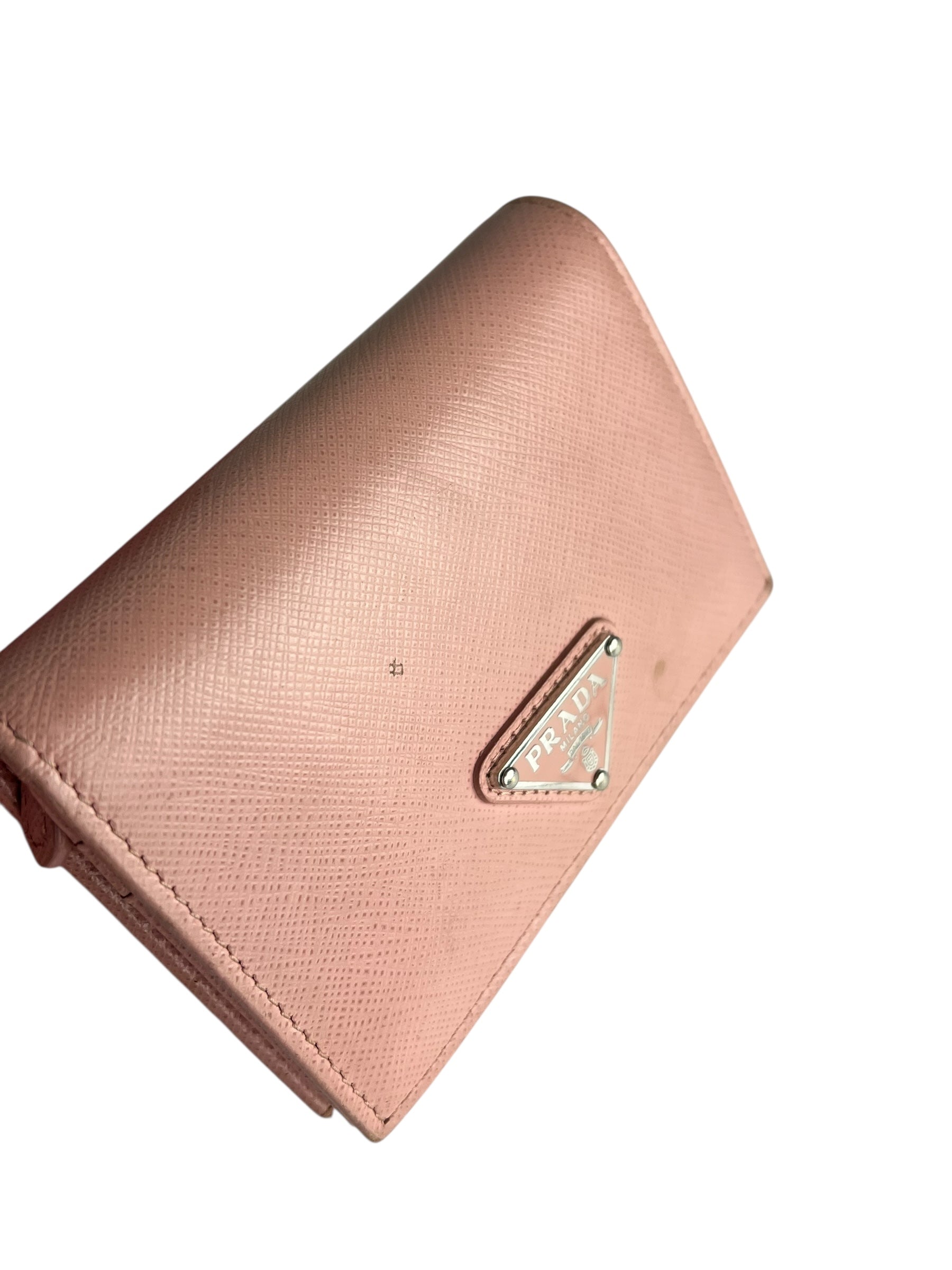 Prada Pink Saffiano Leather Compact Wallet