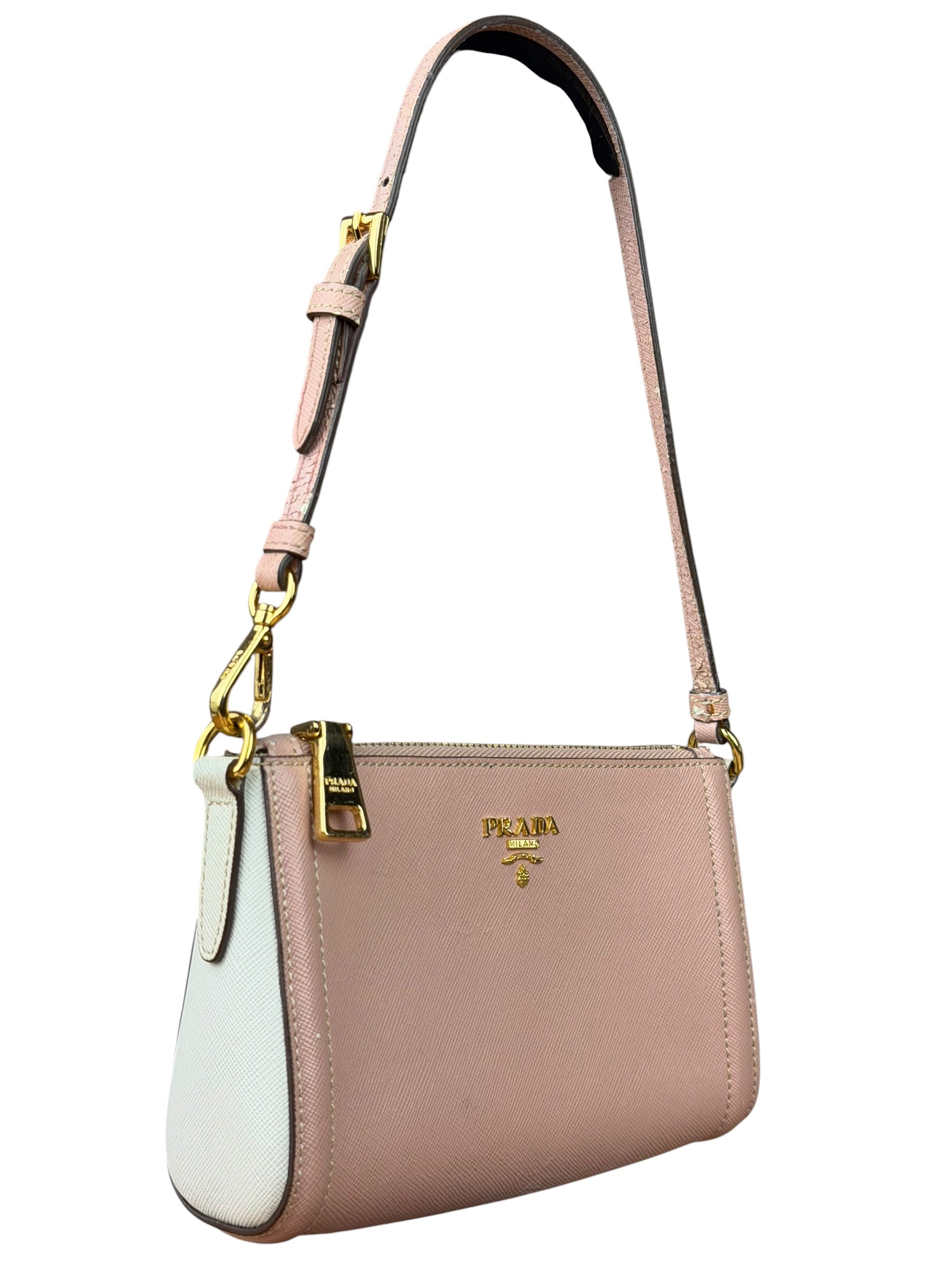 Prada Bicolor Saffiano Leather Mini Pochette