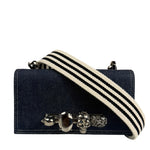 Alexander McQueen Denim Jeweled Knuckle Shoulder Bag