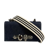 Alexander McQueen Denim Jeweled Knuckle Shoulder Bag