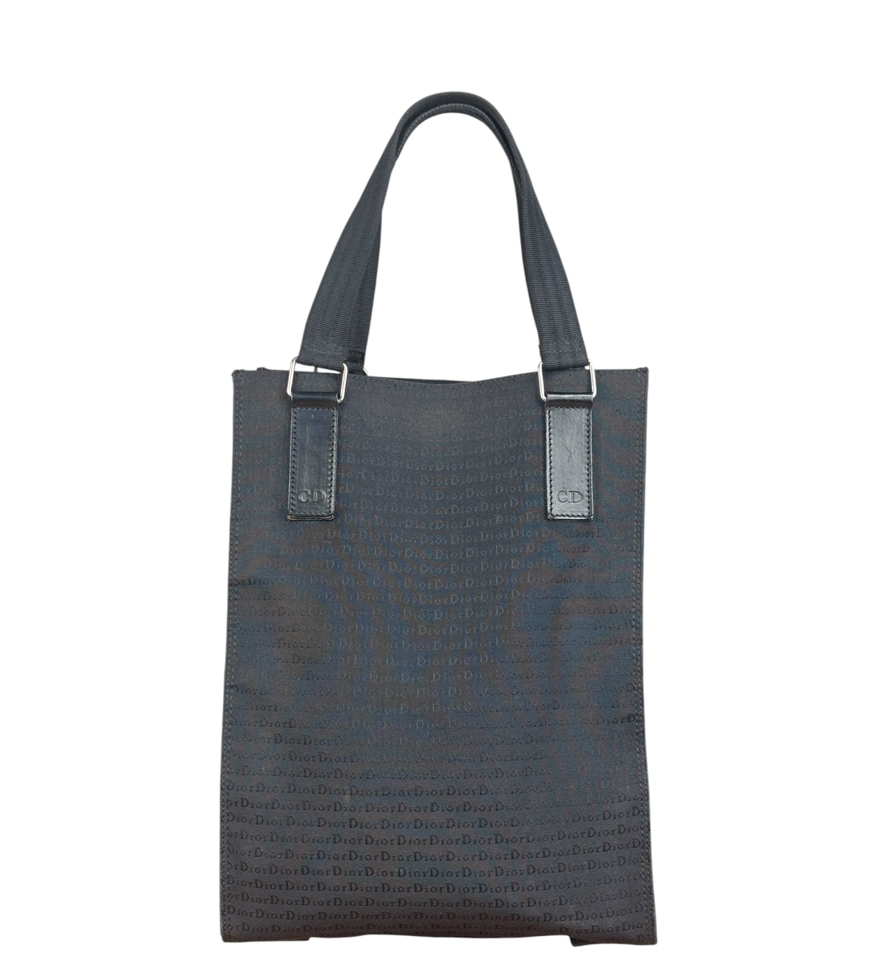 Christian Dior Vintage Black Logo Print Canvas Tote