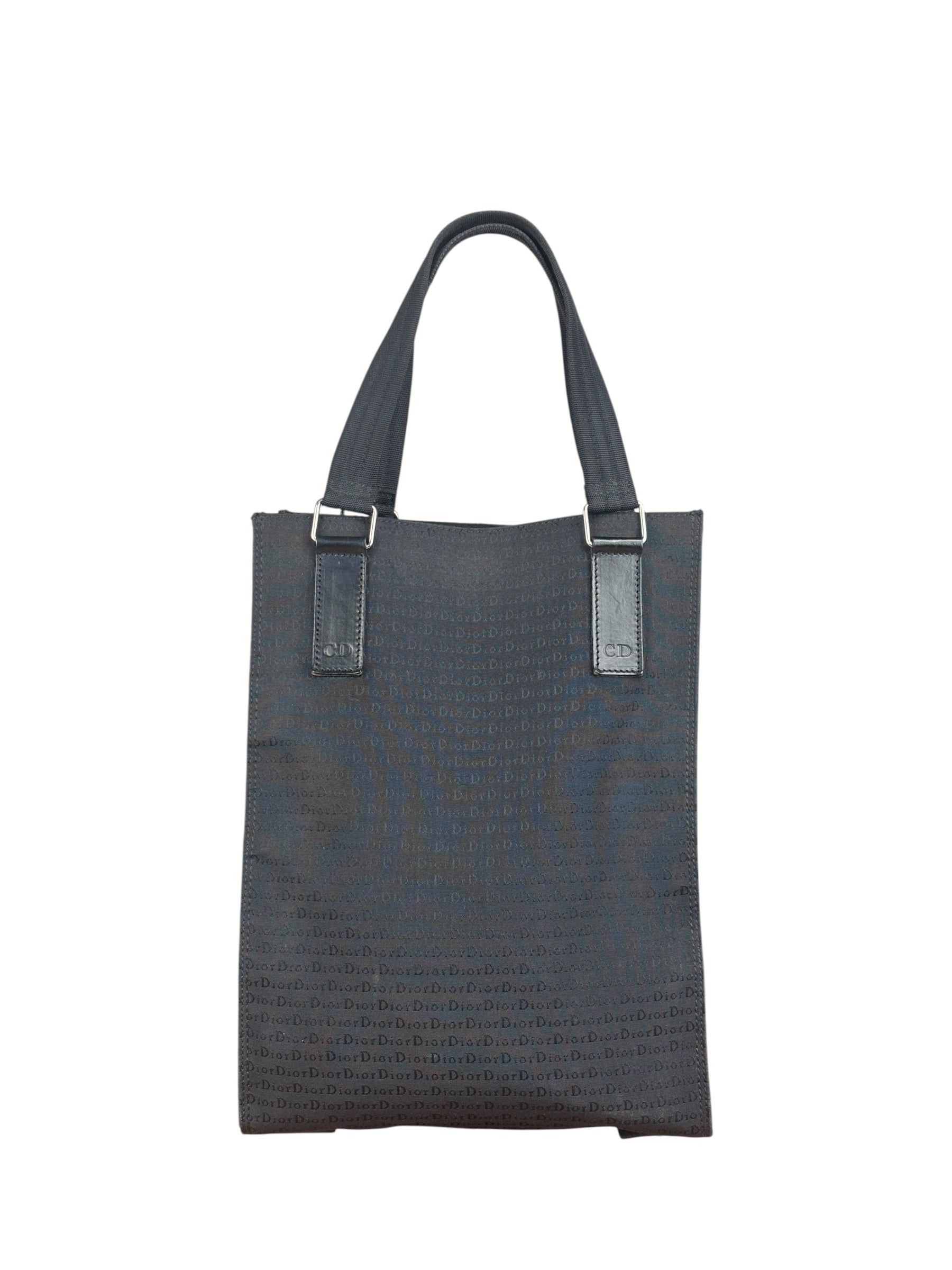 Christian Dior Vintage Black Logo Print Canvas Tote