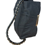 Fendi Black Zucca Canvas Monogram Mia Flap Shoulder Bag