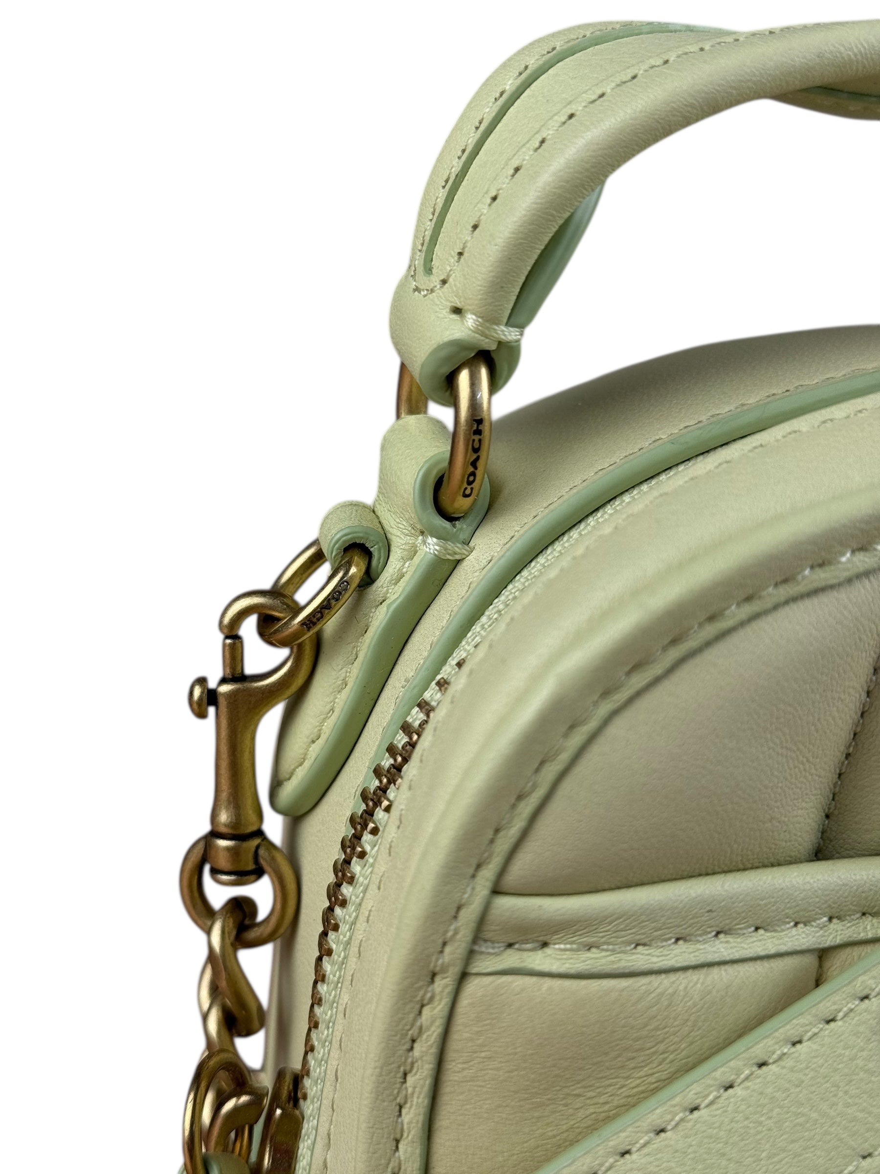 Coach Lime Nappa Leather Top Handle Bag