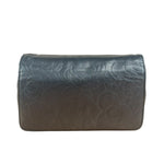Chanel Black Leather Camellia Embossed Chain Wallet 2012