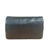 Chanel Black Leather Camellia Embossed Chain Wallet 2012