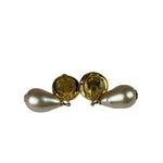 Chanel Faux-Pearl Tear Drop Clip On Earring