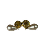 Chanel Faux-Pearl Tear Drop Clip On Earring