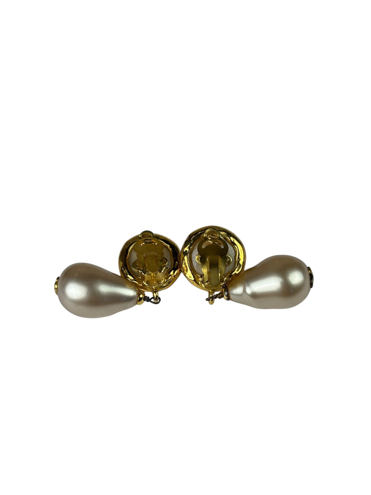 Chanel Faux-Pearl Tear Drop Clip On Earring