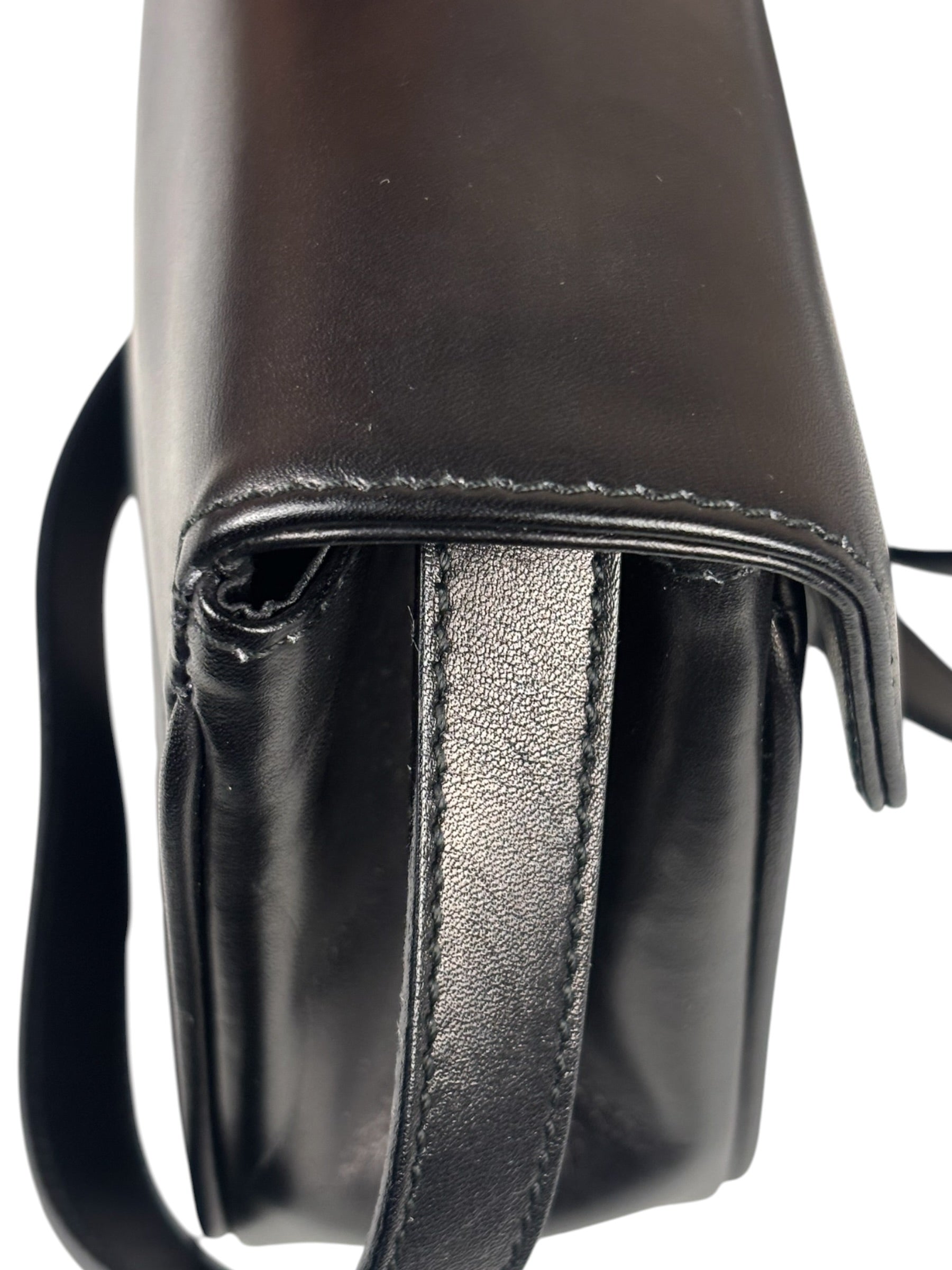Ferragamo Black Leather Flap Mini Shoulder Bag