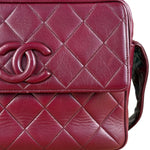 Chanel Vintage Burgundy Quilted Leather CC Camera Bag