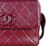 Chanel Vintage Burgundy Quilted Leather CC Camera Bag