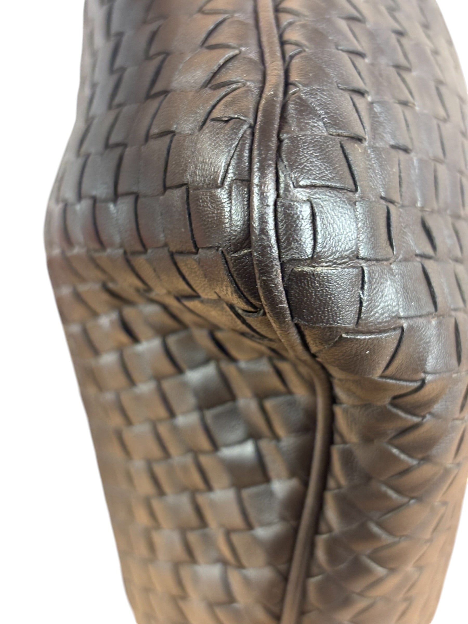 Bottega Veneta Chocolate Brown Leather Intercciato Tote Bag