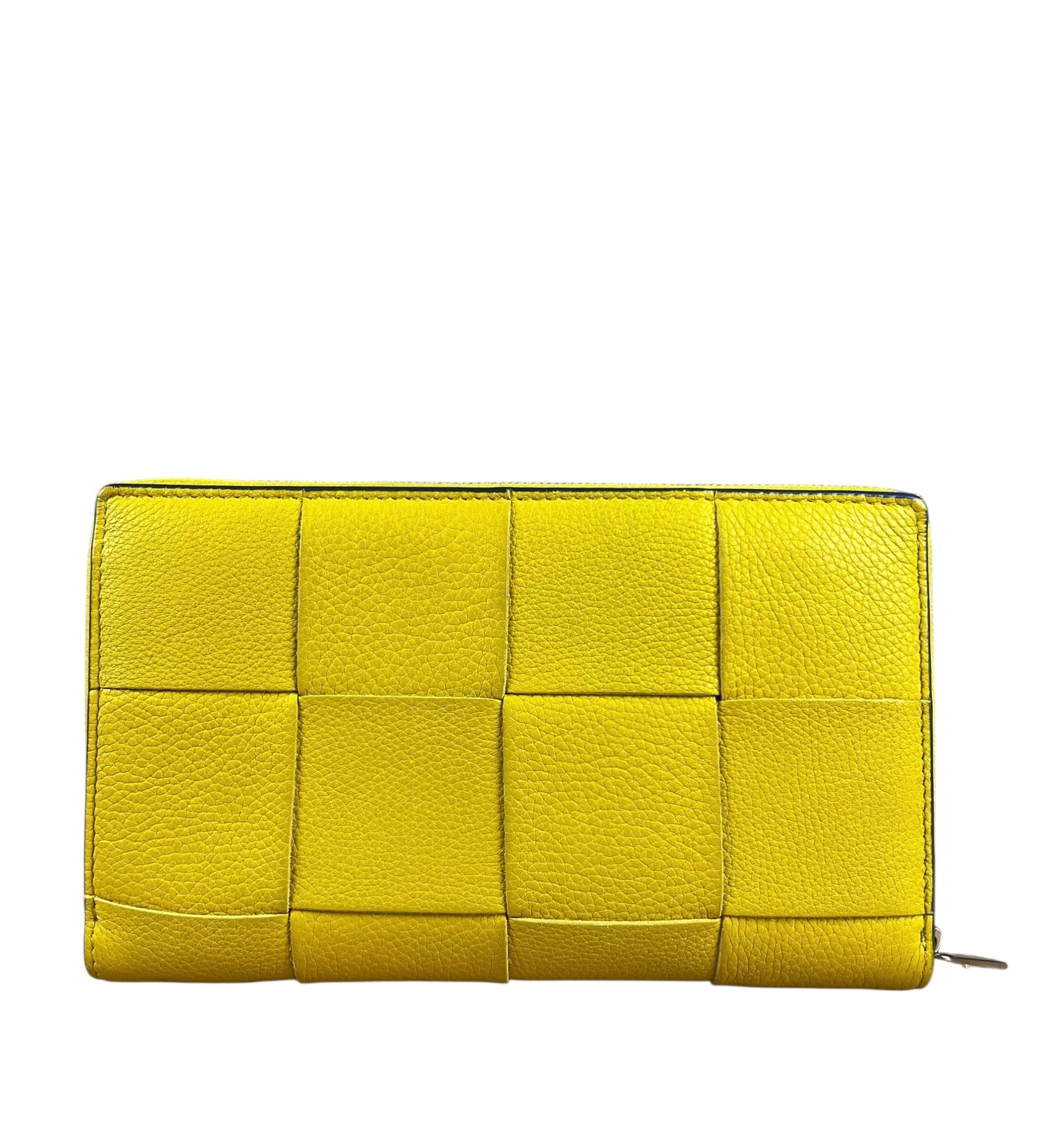 Bottega Veneta Large Intreccio Long Zip Wallet Yellow