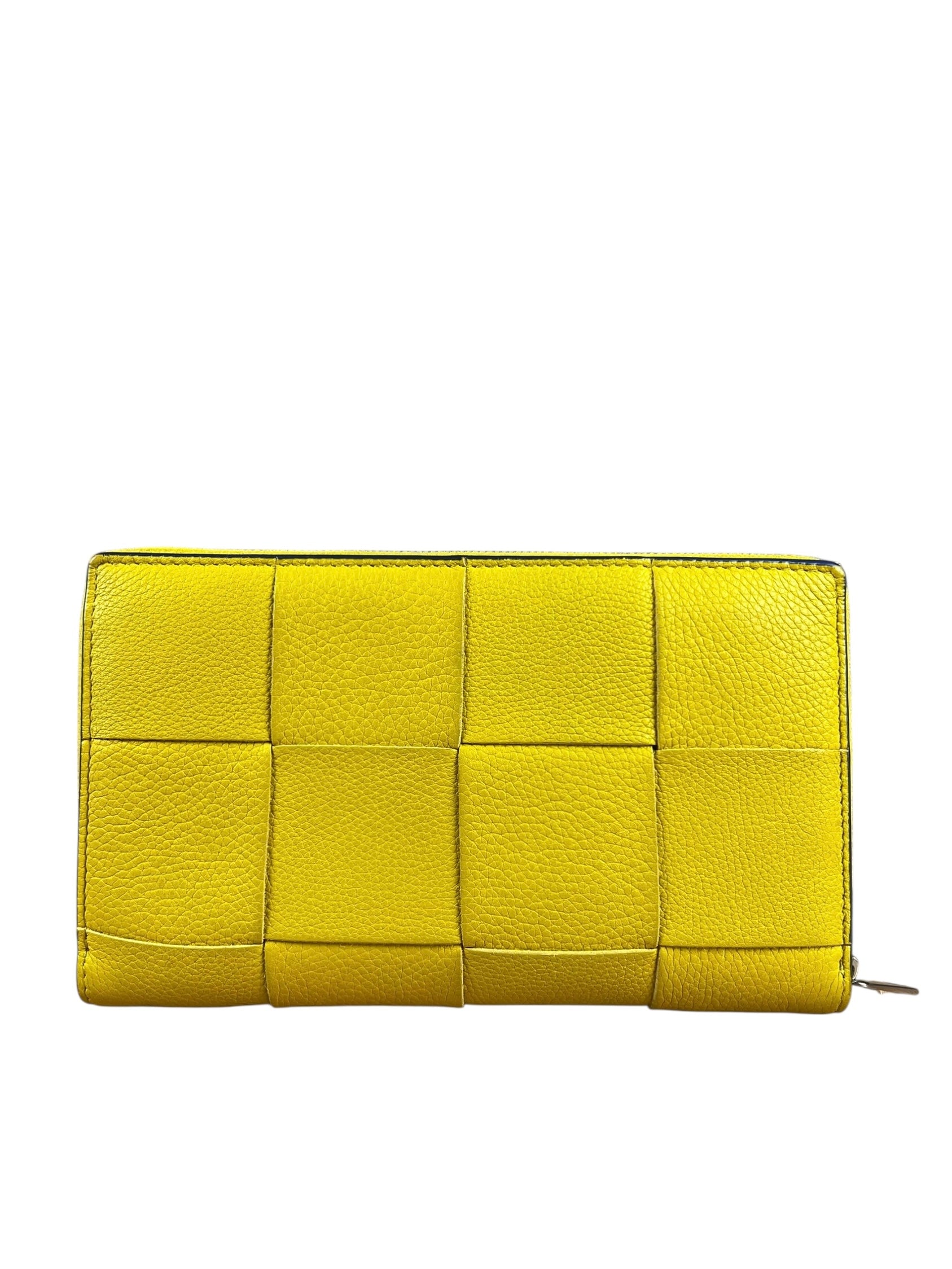 Bottega Veneta Large Intreccio Long Zip Wallet Yellow