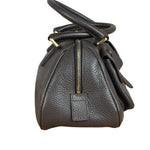 Burberry Vintage Brown Pebbled Leather Double Pocket Satchel Handbag
