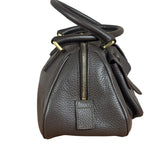 Burberry Vintage Brown Pebbled Leather Double Pocket Satchel Handbag