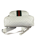 Gucci White Leather GG Green/Red Stripe Backpack