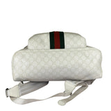 Gucci White Leather GG Green/Red Stripe Backpack