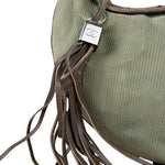 Chanel Olive Green/Brown Leather Trim Interlocking Ring Strap Hobo Bag 2003