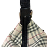 Burberry Black/Beige Saffiano Leather Trim Nova Check Hobo Bag