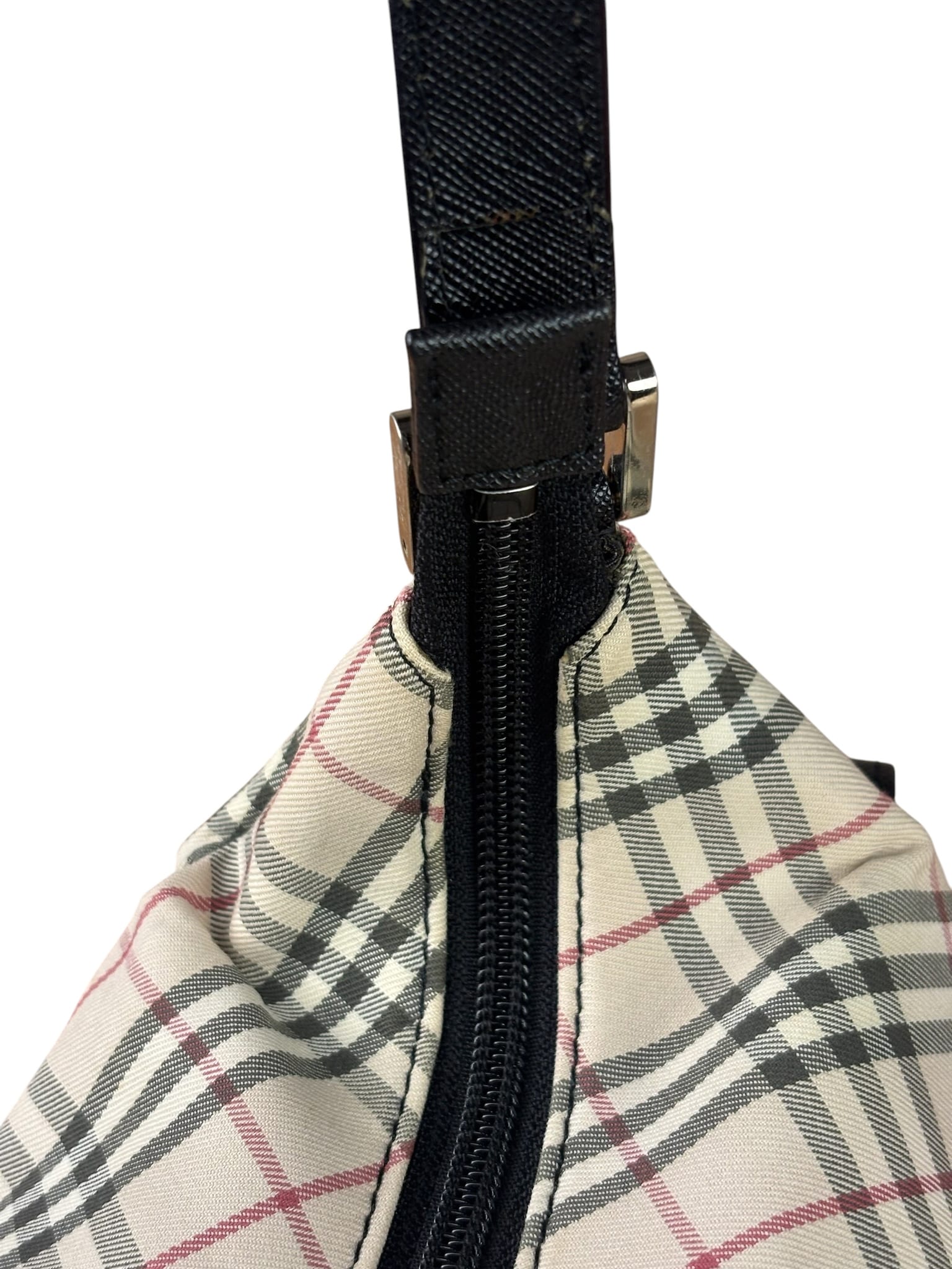 Burberry Black/Beige Saffiano Leather Trim Nova Check Hobo Bag