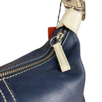 Coach Leather Shoulder Bag Navy/White