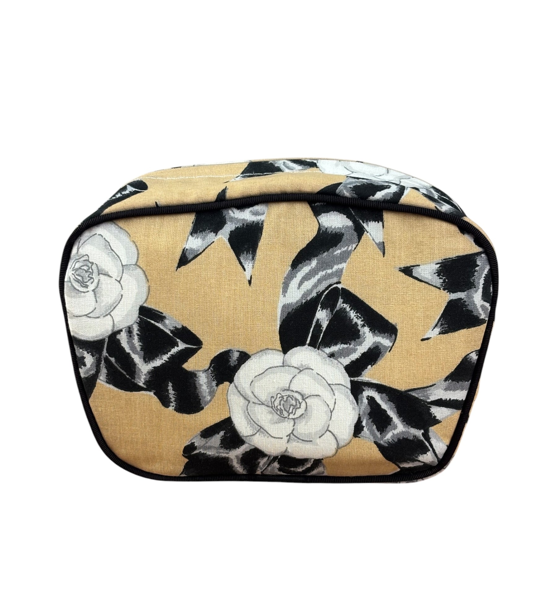 Chanel Vintage Multicolor Camellia Floral Canvas Print Cosmetic Small Pouch