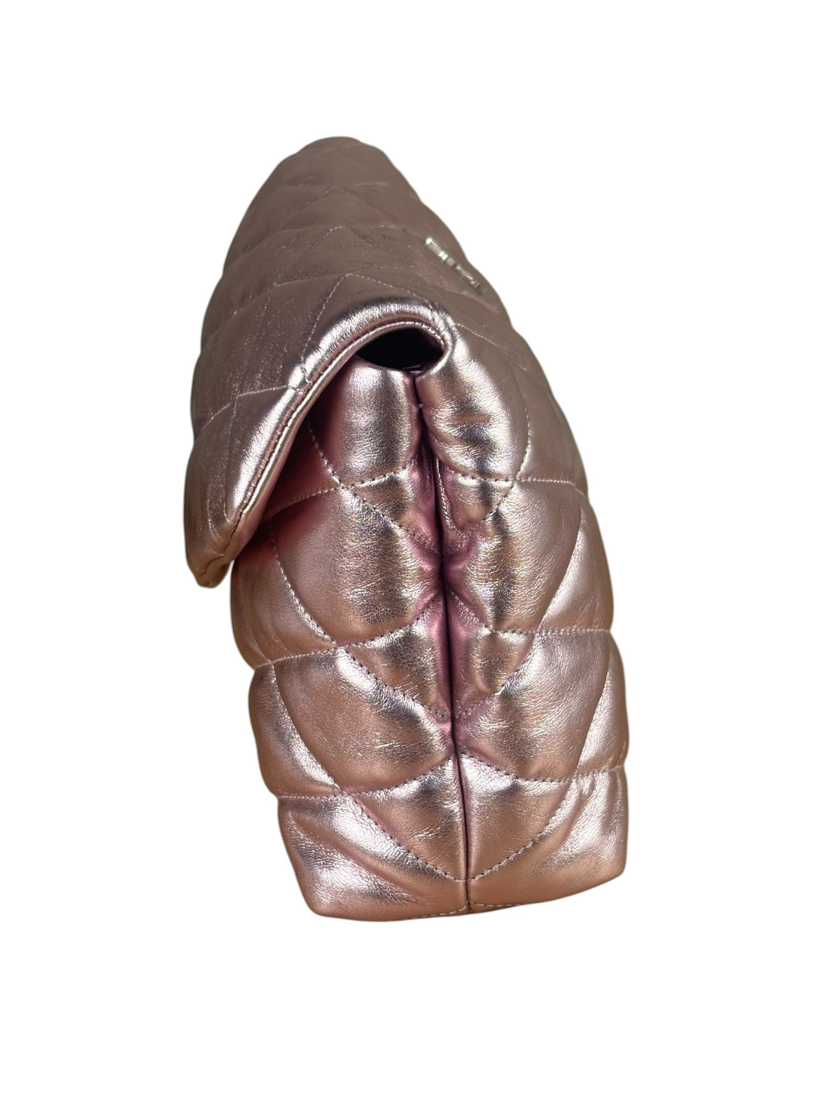 YSL Metallic Pink Quilted Lambskin LargeSade Puffer Envelope Clutch