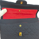 Chanel Navy Blue Cotton Jersey Classic Double Flap Shoulder Bag
