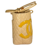 Chanel Beige Quilted Lambskin Linge Cambon Tote2005