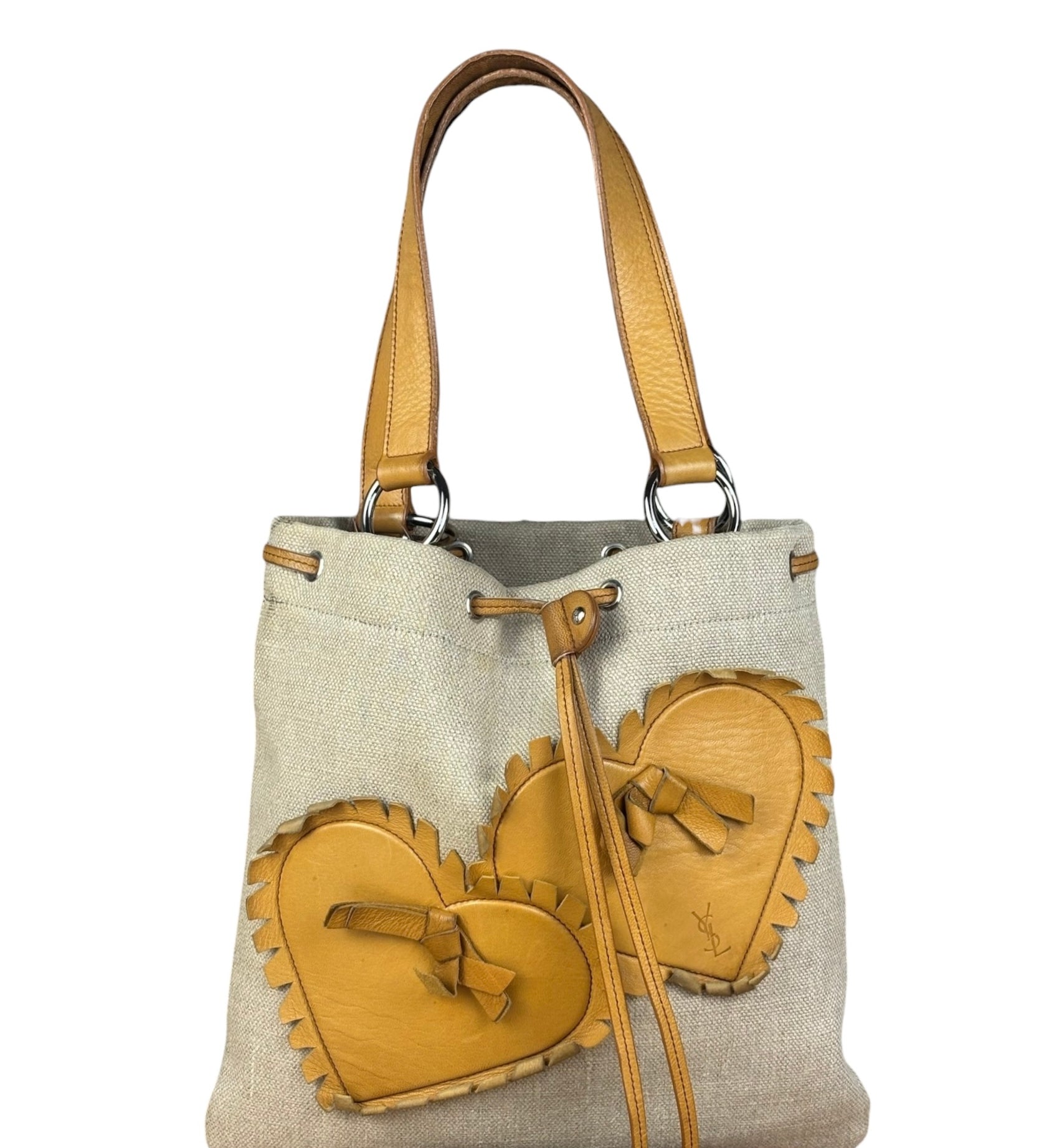 YSL Canvas Kahala Heart Tote