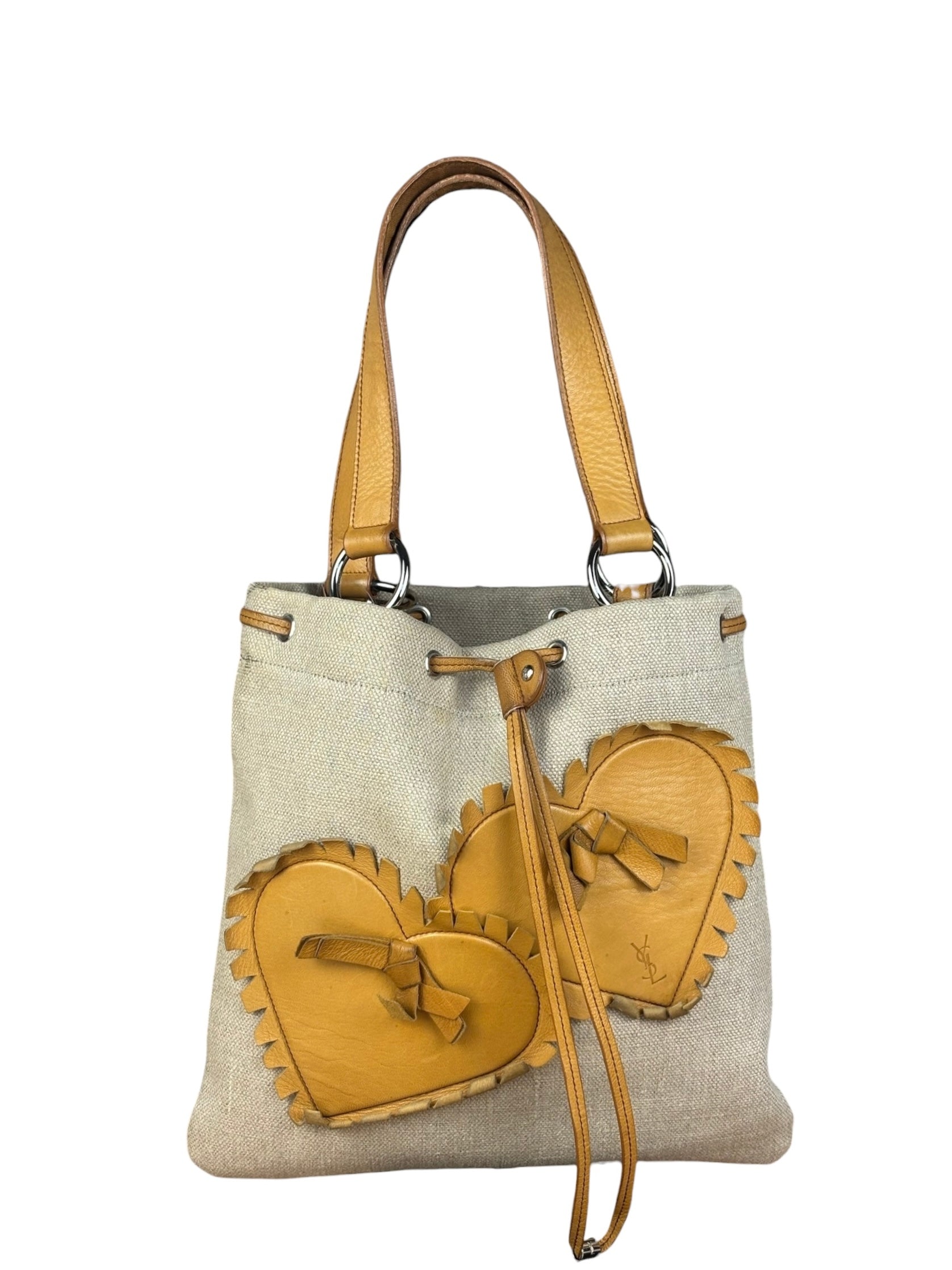 YSL Canvas Kahala Heart Tote