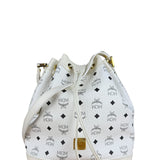 MCM Monogram White Bucket Shoulder Bag