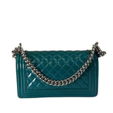 Chanel Teal Quilted Patent Leather Boy Flap Bag 2014