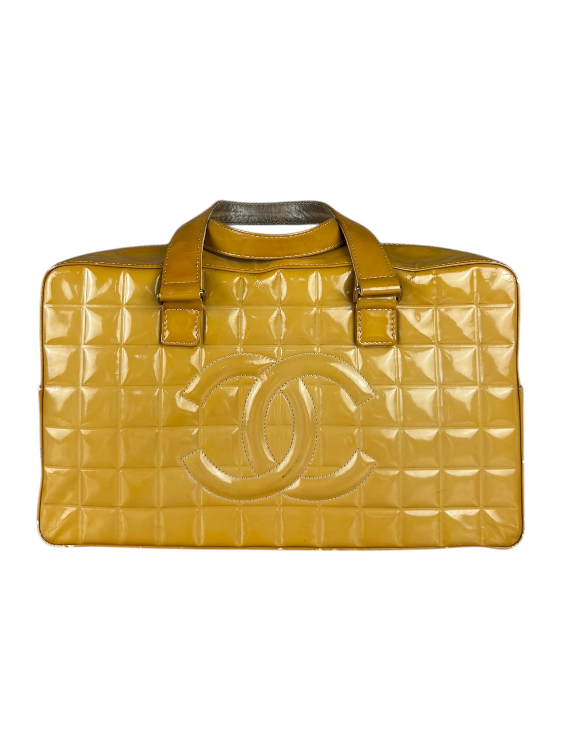 Chanel Vintage Patent Chocolate Bar Bowler Bag