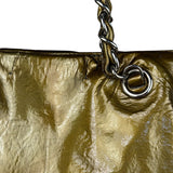 Chanel CC Green Metallic Patent Leather BonBon Chain Cinch Tote 2008