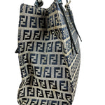 Fendi FF Buckle Navy Zucca Tote Handbag